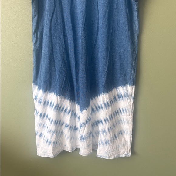 J. Jill Pure Jill Chambray Indigo Blue Dip Dye Tie Dye T-shirt Dress Sz XL - Picture 3 of 7